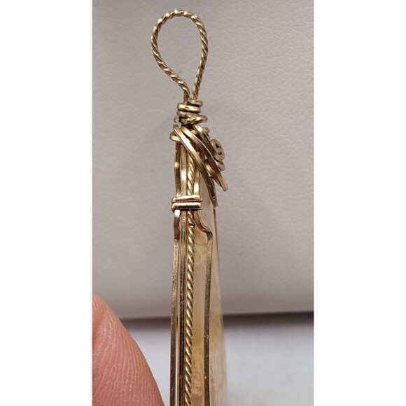 Natural Stone Pendant In 14-16K Wire 2.25" Long 1" Wide - Picture 7 of 7